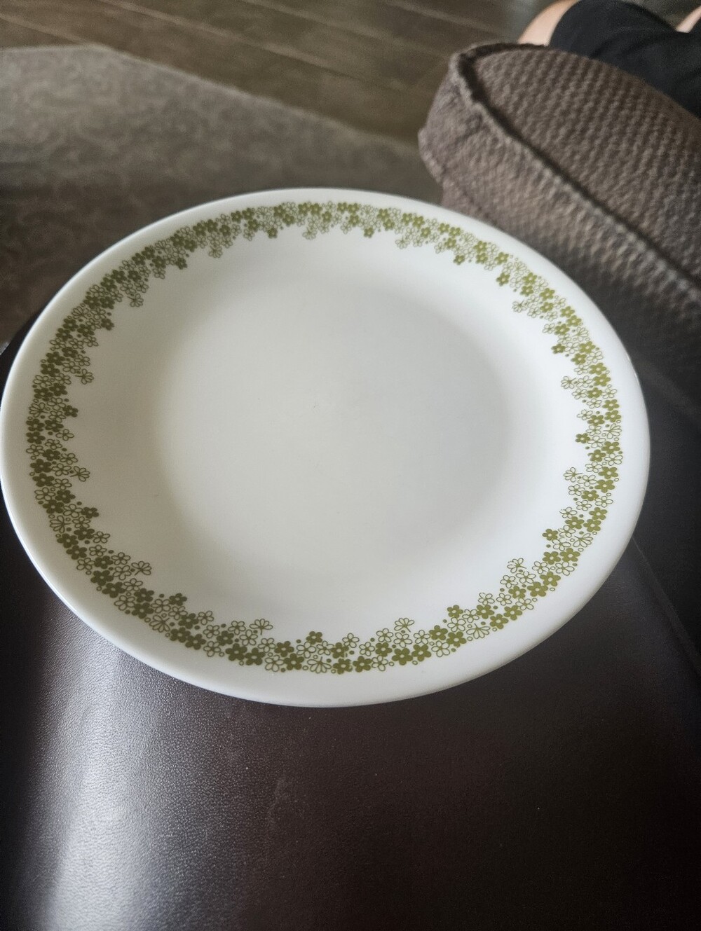Set Of 2 Corelle Spring Blossom Dinner Plates with Olive Green Floral Rim